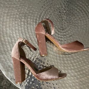 Betsey Johnson Pink Crushed Velvet Peep Toe Heels